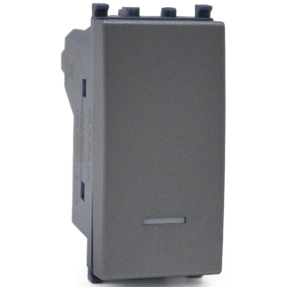 Pulsante unipolare grigio con spia compatibile Vimar Arké Pulsante unipolare grigio con spia compatibile Vimar Arké